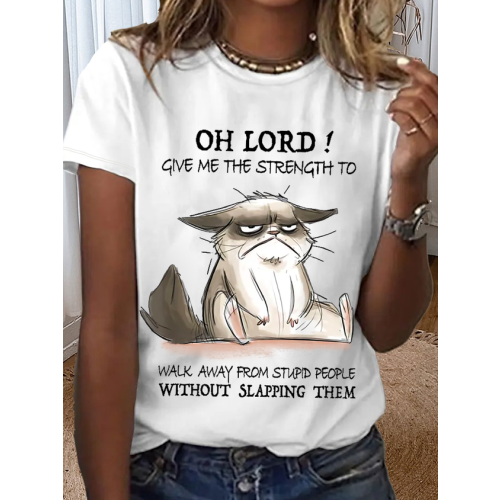 Women's Funny Word Oh Lord Give Me The Strength To Walk Away From Stupid People Without Slapping Them Loose T-Shirt