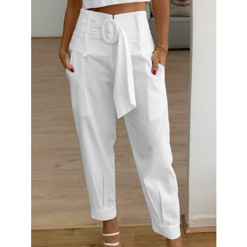 Plain Casual Cotton Cargo Pants