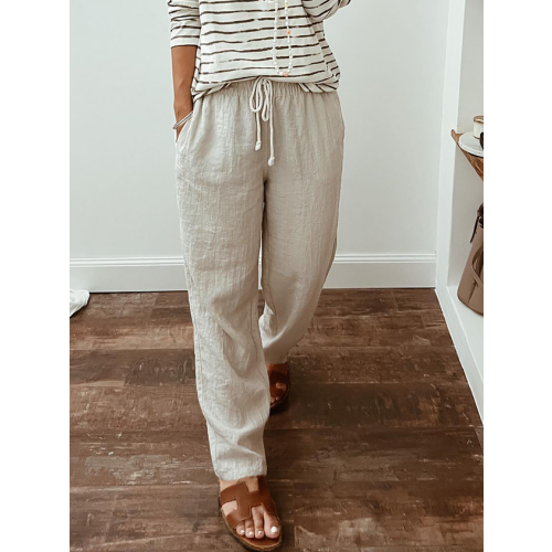 Casual Loose Plain Cotton Pants