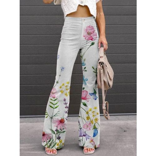 Regular Fit Floral Casual Pants