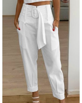 Plain Casual Cotton Cargo Pants