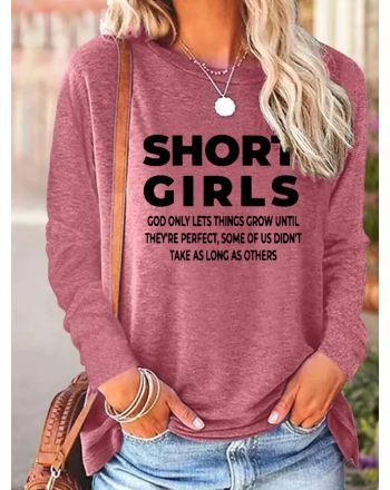 Women's Short Girls Funny Graphic Print Casual Text Letters Cotton-Blend Top