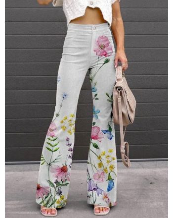 Regular Fit Floral Casual Pants